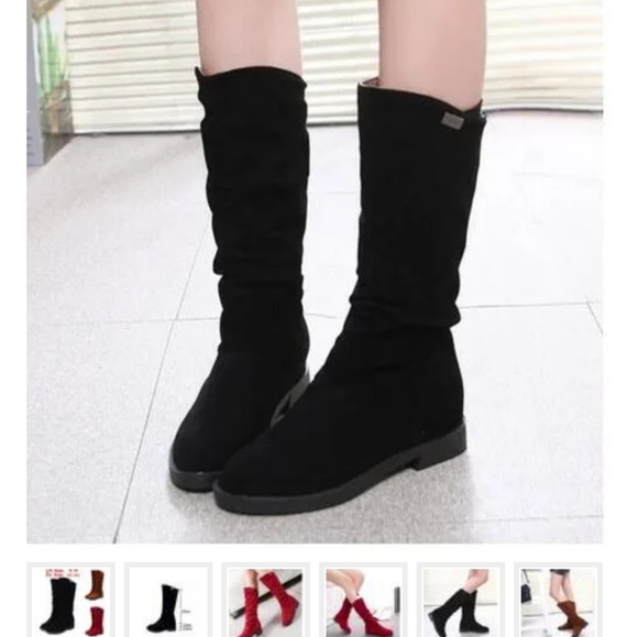 Suede Leather Black Boots size 9 - Picture 1 of 5